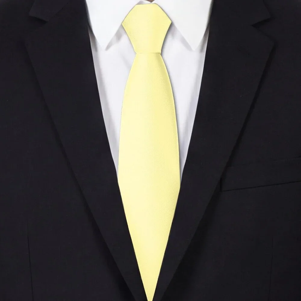 Men's Light Yellow Solid Pure Color Formal 3.15